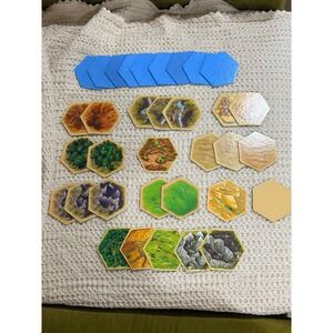 Settlers of Catan Rellacement Pieces- 34 various terrain hex pieces